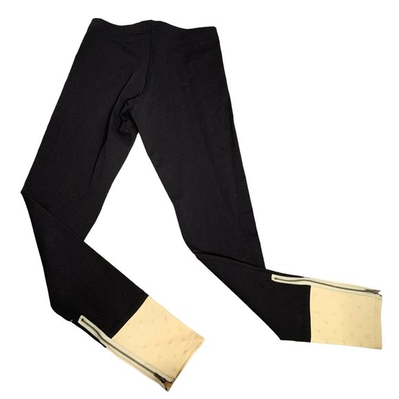 Benjamin Jay Leather Zip Ankle Leggings S Black Elastic Waist Pullon Mid Rise - Picture 4 of 6